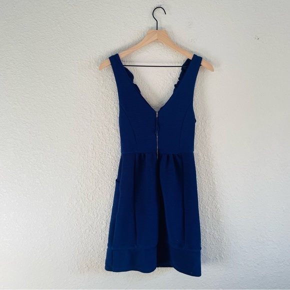 Anthropologie Maeve Ridged Ruffles Dress in Royal Blue - Picture 2 of 11